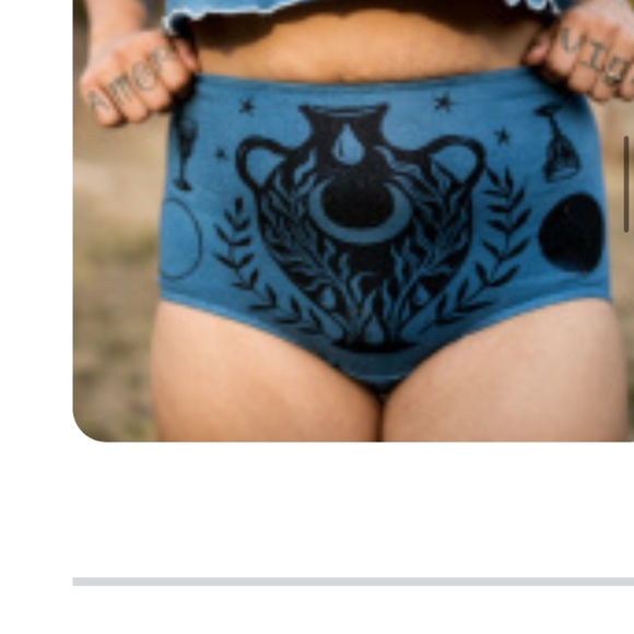 Delphi cheeky brief serpent and bow indigo blue hand stamped organic - Picture 6 of 11